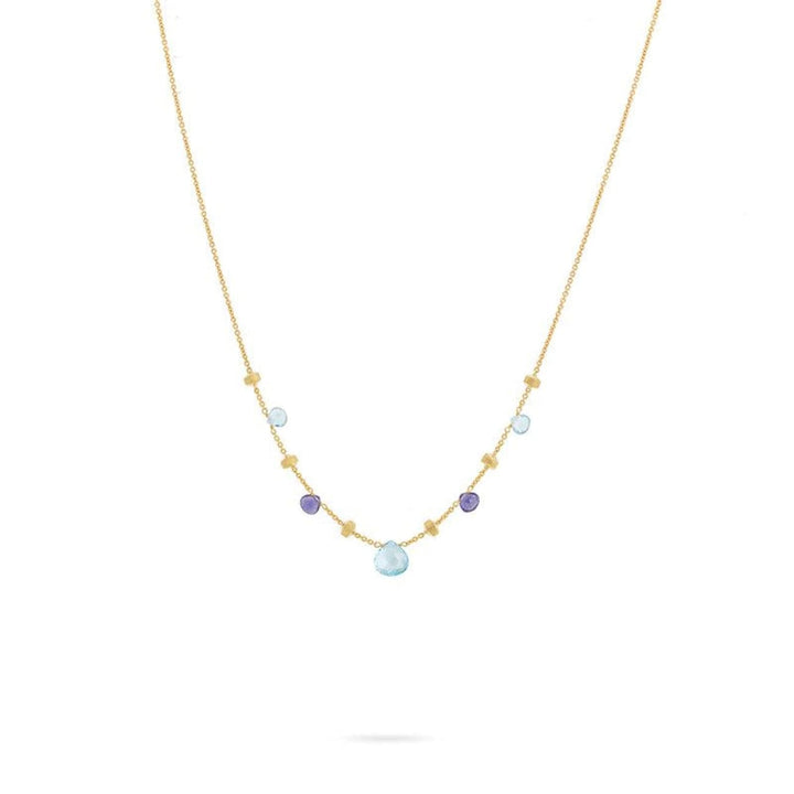 Marco Bicego Jewelry - 18KT YELLOW GOLD IOLITE & BLUE TOPAZ 16’’ PARADISE NECKLACE | Manfredi Jewels