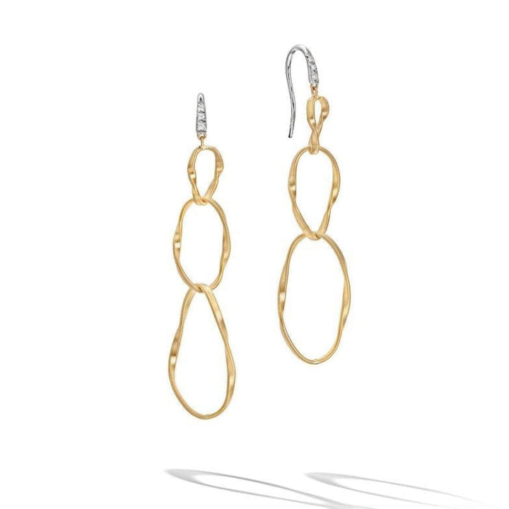 Marco Bicego Jewelry - Marrakech Onde Collection 18K Yellow Gold and Diamond Triple Drop Hook Earring | Manfredi Jewels