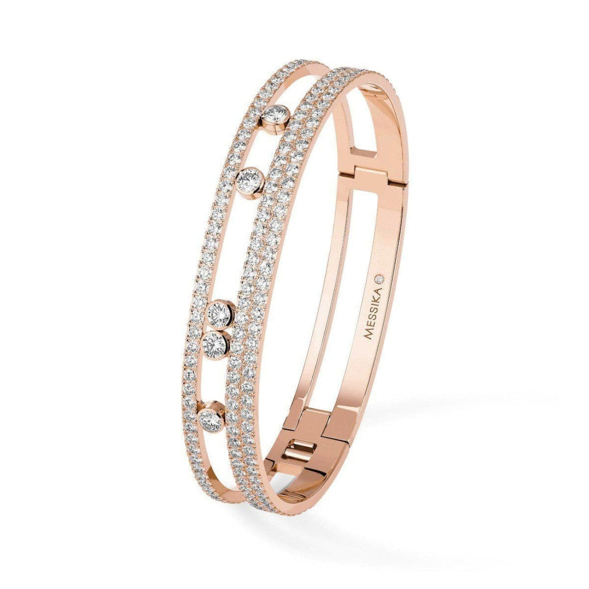 Messika Jewelry - Move Romane Large Pavé Bangle Bracelet M - Pink Gold | Manfredi Jewels