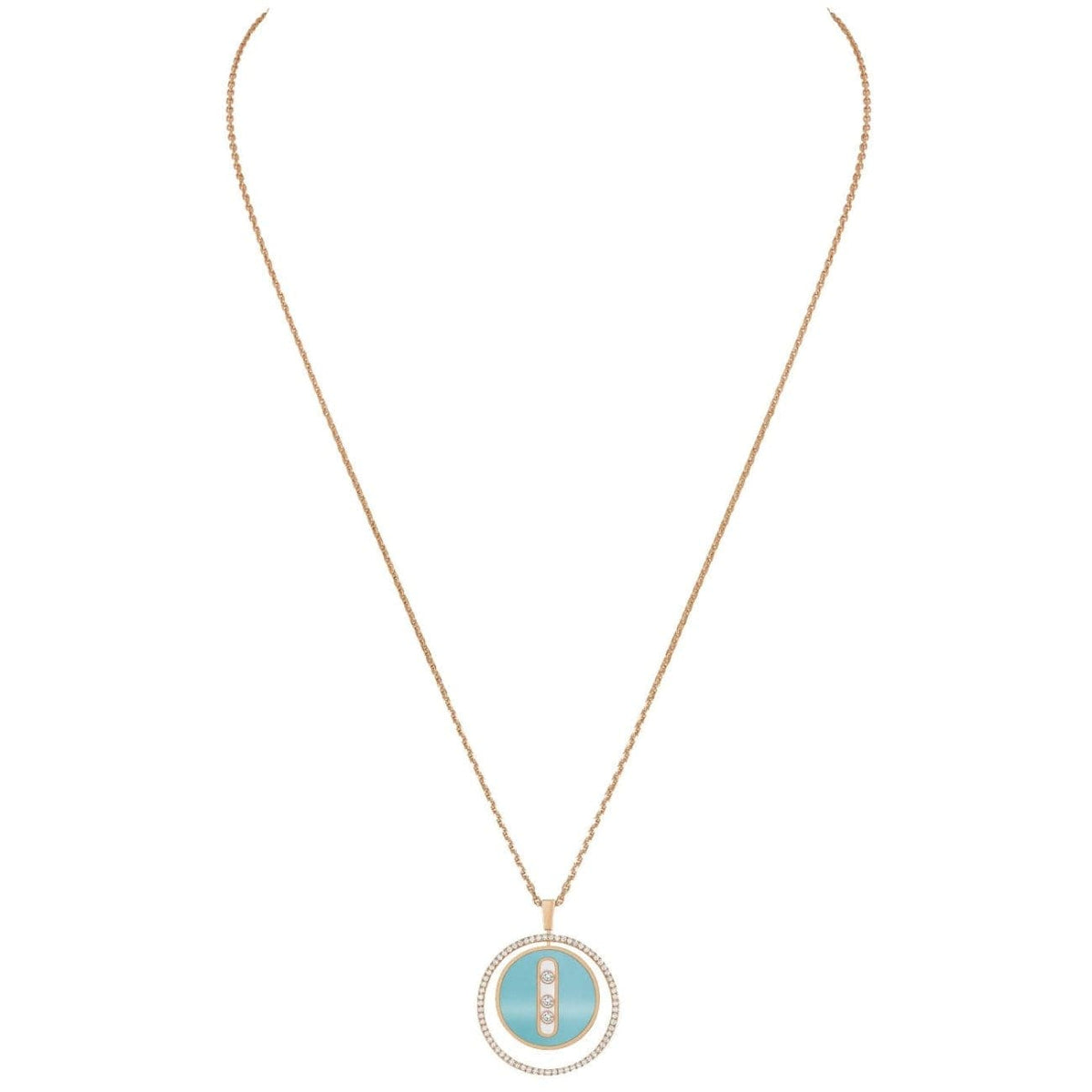 Messika Jewelry - ROSE GOLD DIAMOND NECKLACE TURQUOISE LUCKY MOVE MM | Manfredi Jewels