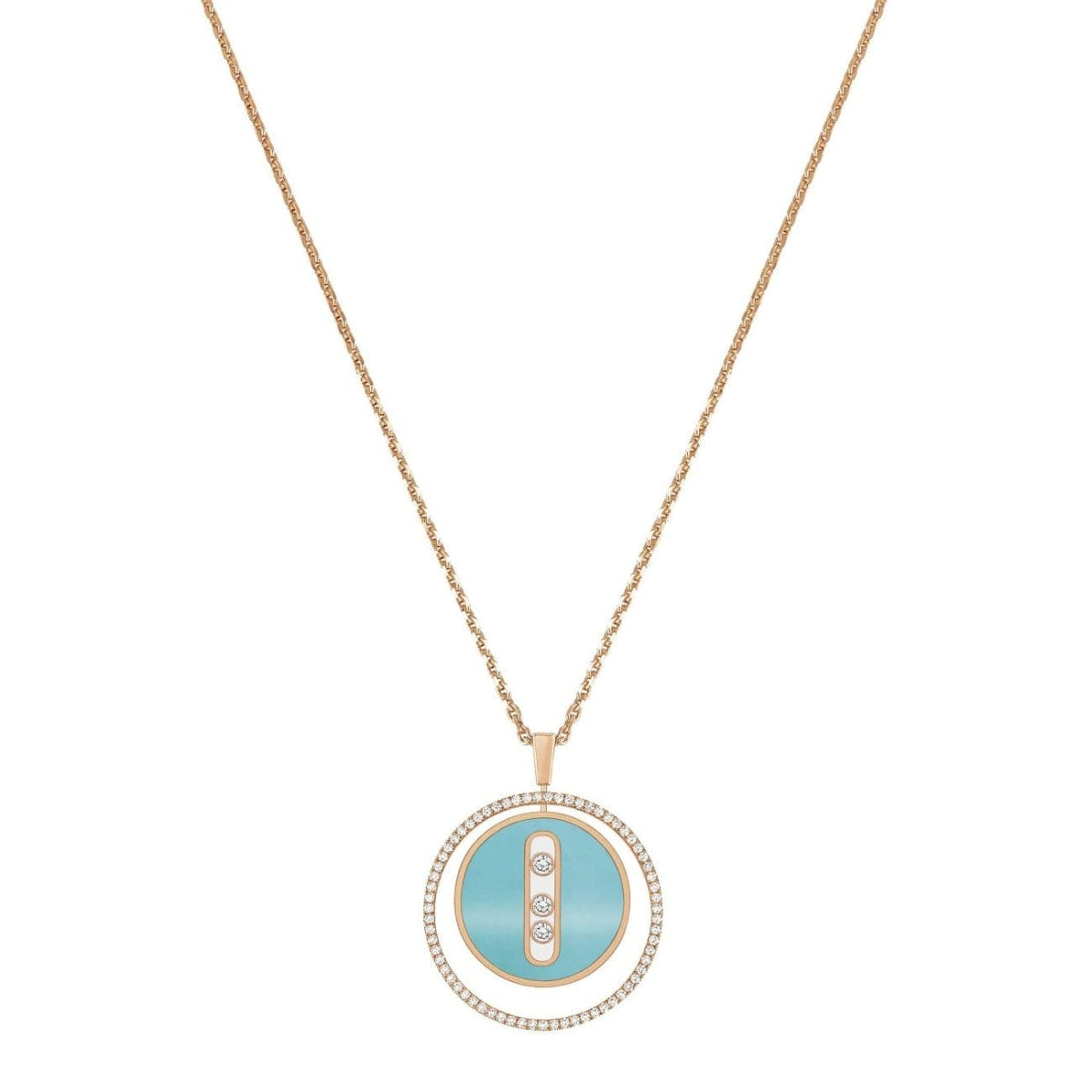 Messika Jewelry - ROSE GOLD DIAMOND NECKLACE TURQUOISE LUCKY MOVE MM | Manfredi Jewels