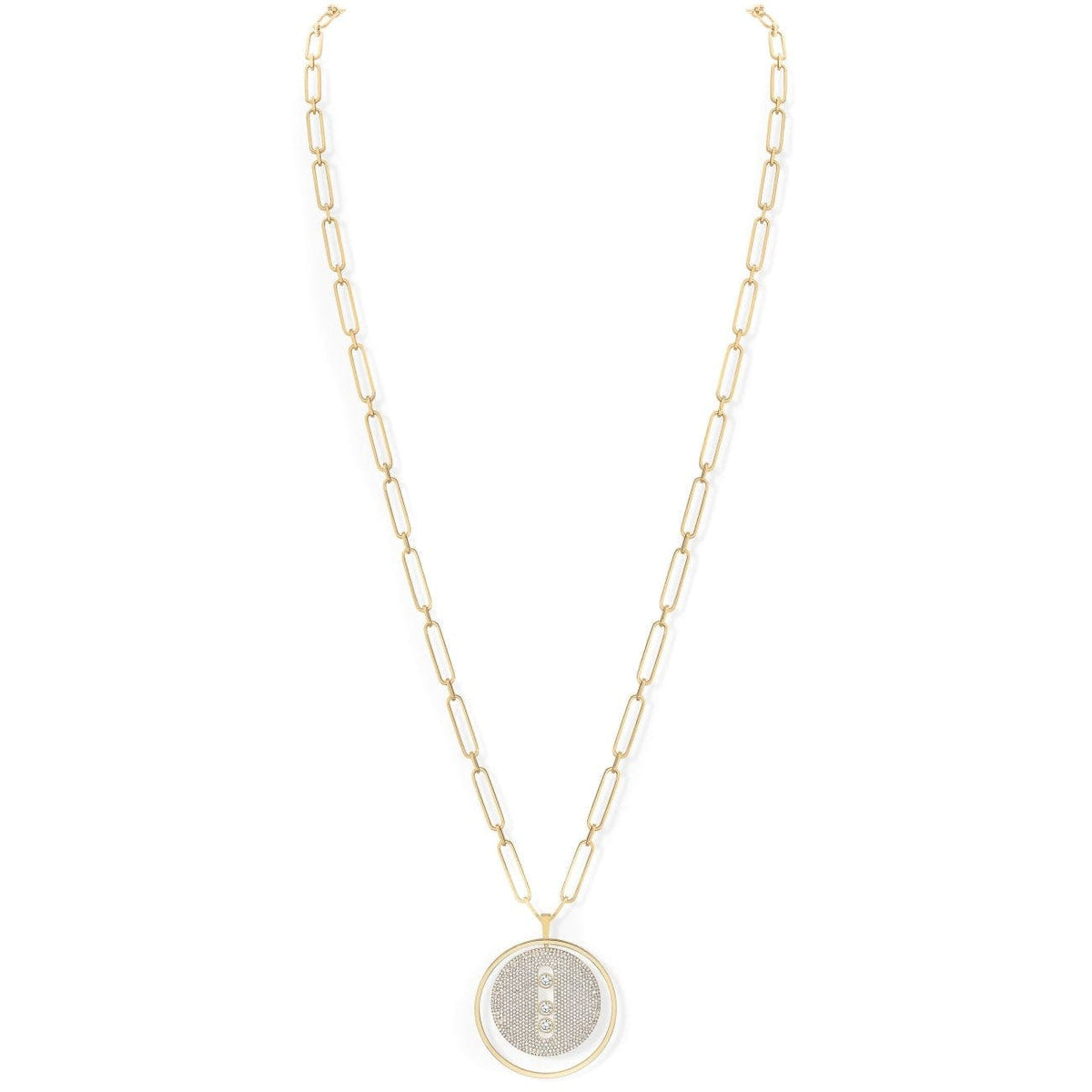 Messika Jewelry - YELLOW GOLD DIAMOND LUCKY MOVE LONG NECKLACE PAVÉ GM | Manfredi Jewels