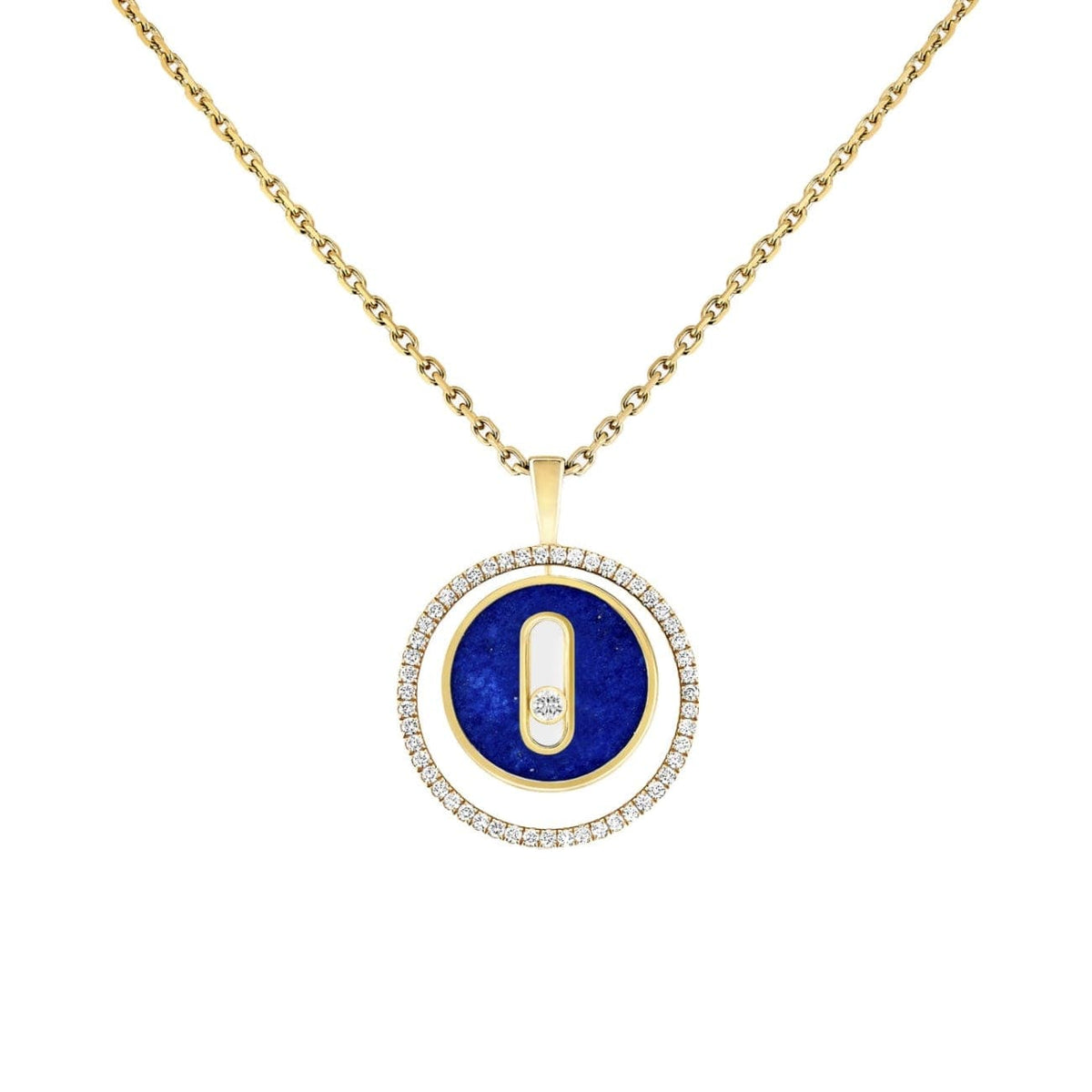Messika Jewelry - YELLOW GOLD DIAMOND NECKLACE LUCKY MOVE PM LAPIS LAZULI NECKLACE | Manfredi Jewels