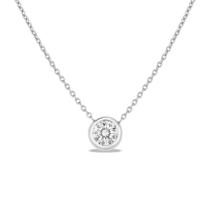 Roberto Coin Jewelry - Diamonds By The Inch 18K White Gold Bezel Set Diamond Solitaire Necklace | Manfredi Jewels
