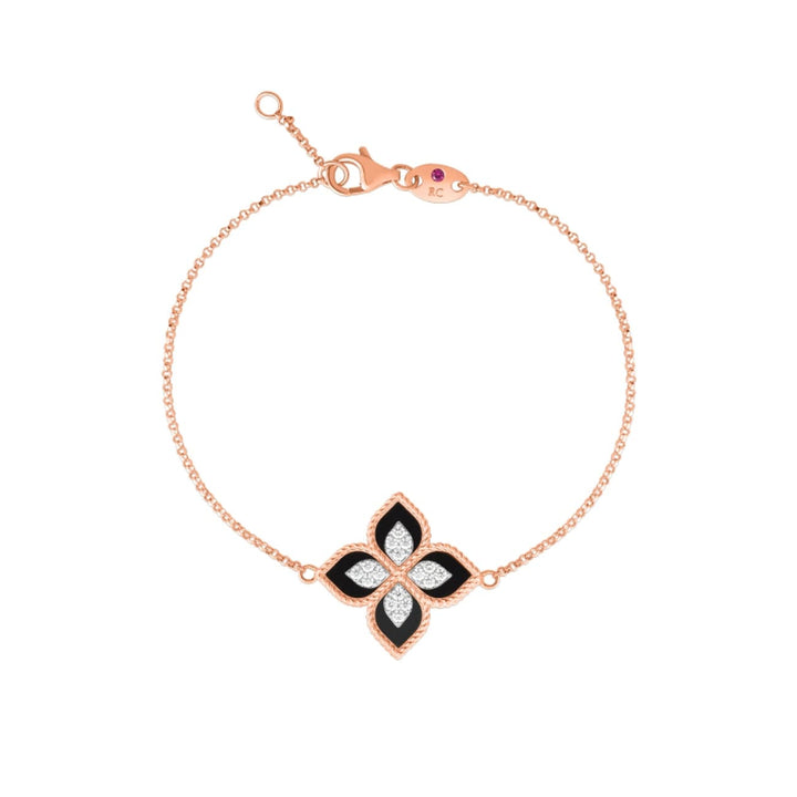 Roberto Coin Jewelry - 18K PRINCESS FLOWER BLACK JADE & DIAMOND FLOWER BRACELET | Manfredi Jewels