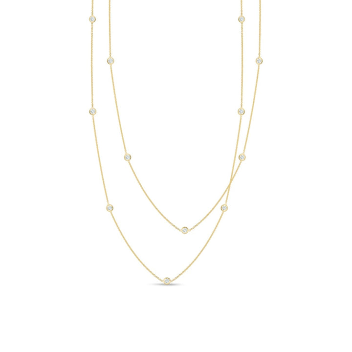 Roberto Coin Jewelry - 18K Yellow Gold Necklace With 15 Bezel Set Round Diamond Stations | Manfredi Jewels