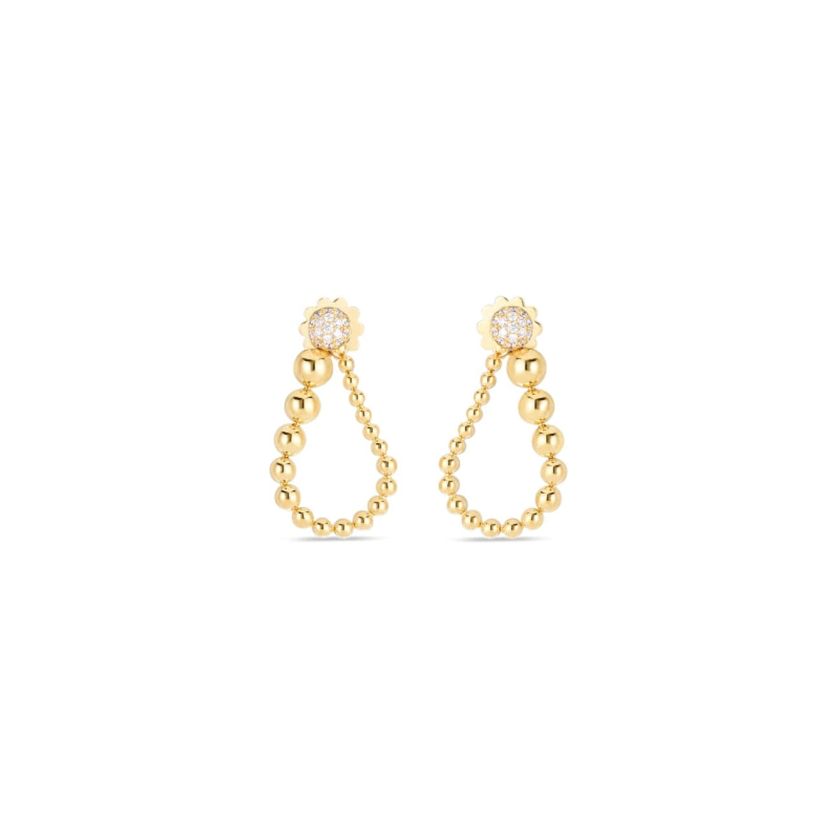 Roberto Coin Jewelry - 18K YG Tassel Earring with pave diamond | Manfredi Jewels