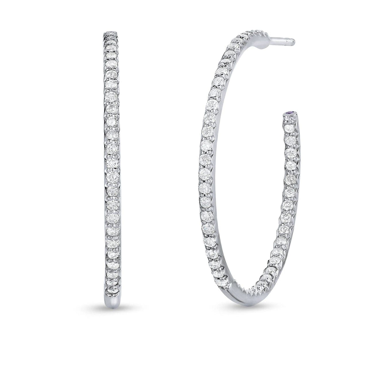 Roberto Coin Jewelry - MEDIUM INSIDE OUTSIDE DIAMOND HOOP EARRINGS | Manfredi Jewels