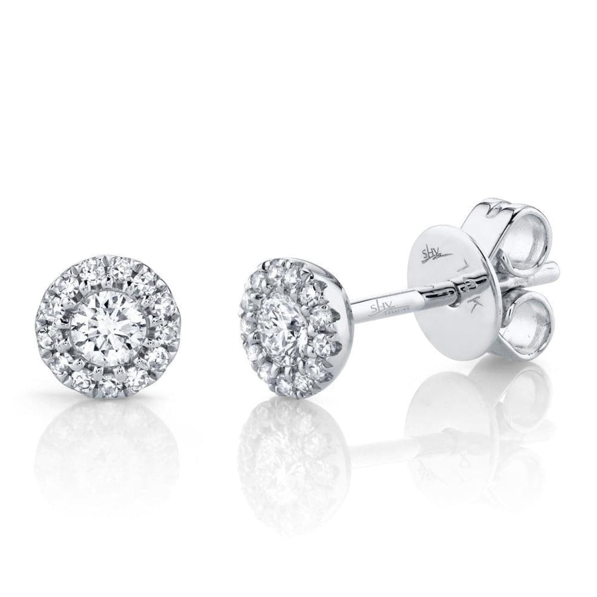 Shy Creation Jewelry - 14k White Gold 0.24ct Diamond Stud Earrings | Manfredi Jewels