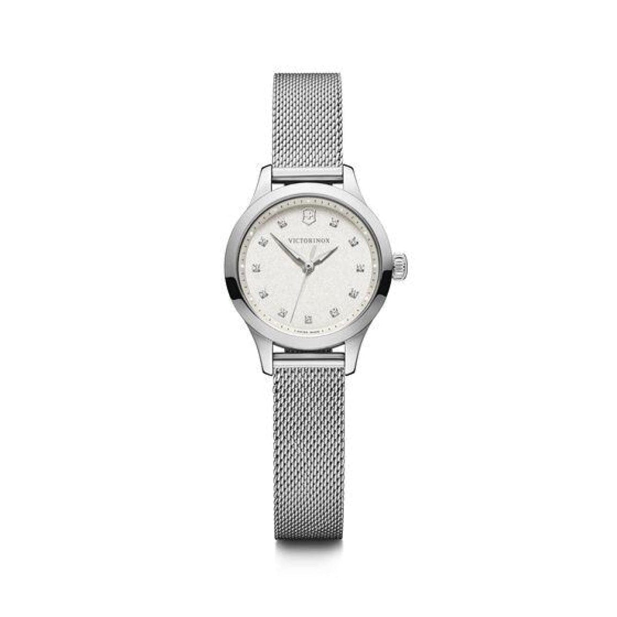 Victorinox Swiss Army Jewelry - 28MM STEEL ALLIANCE XS WHITE DIAL WITH SWAROVSKI CRYSTALS. MESH BRACELET. | Manfredi Jewels