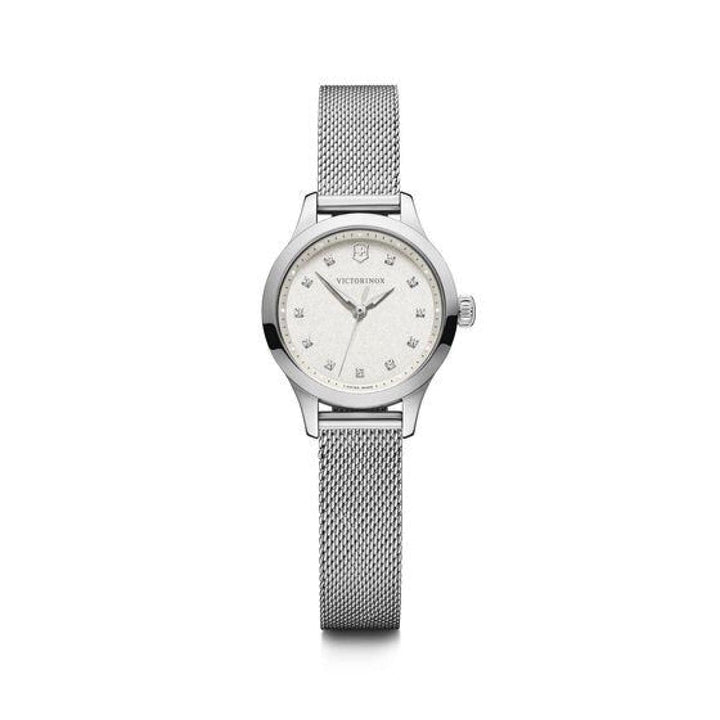 Victorinox Swiss Army Jewelry - 28MM STEEL ALLIANCE XS WHITE DIAL WITH SWAROVSKI CRYSTALS. MESH BRACELET. | Manfredi Jewels