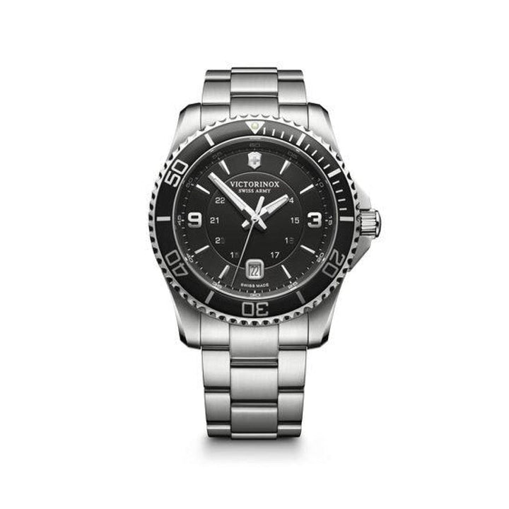 Victorinox Swiss Army Watches - STEEL MAVERICK LARGE BLACK DIAL BRACELET | Manfredi Jewels