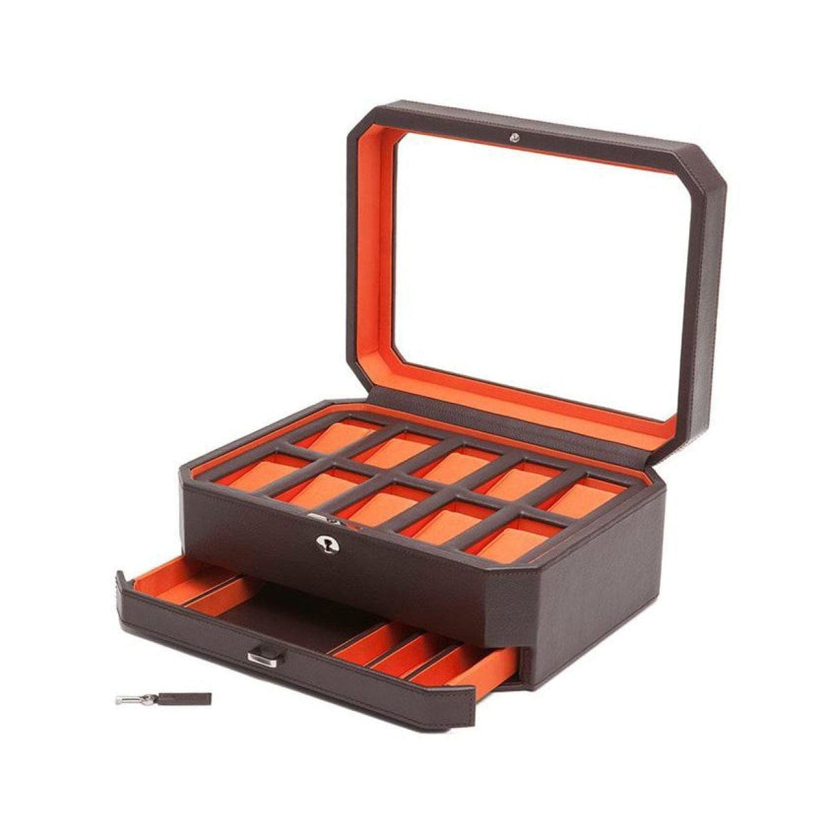 Wolf Accessories - WINDSOR 10 PIECE WATCH BOX WITH DRAWER-ORANGE | Manfredi Jewels