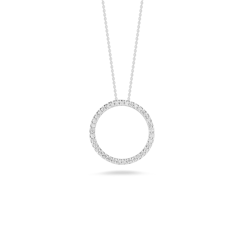 Tiny Treasures 18K White Gold Medium Diamond Cirlce Drop Necklace