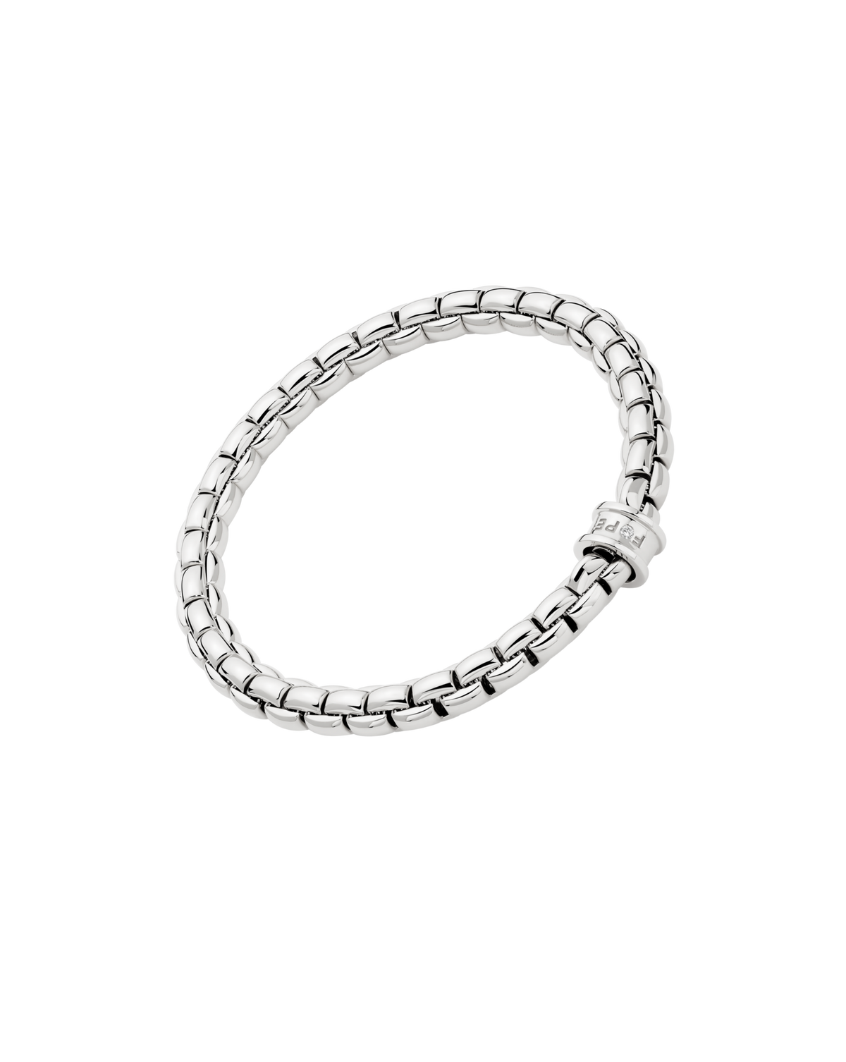 Fope Jewelry - Eka 18K White Gold Flex’it Bracelet with a White Diamond | Manfredi Jewels