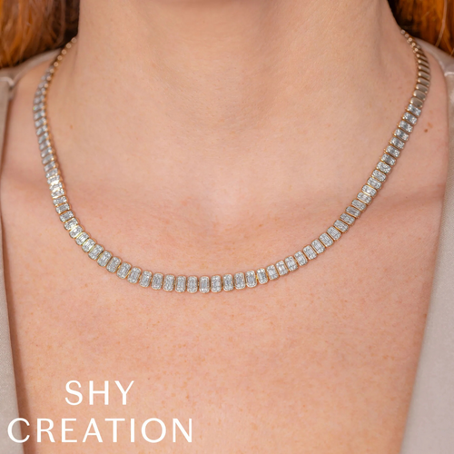 14K Yellow Gold 3.07ct Diamond Baguette Necklace