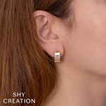 14K Yellow Gold 0.10ct Diamond Geo Cut Huggie Earrings