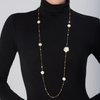 Ton Joli Lunaire Sautoir 18K Rose Gold Mother of Pearl, Moonstone, and Diamond Necklace