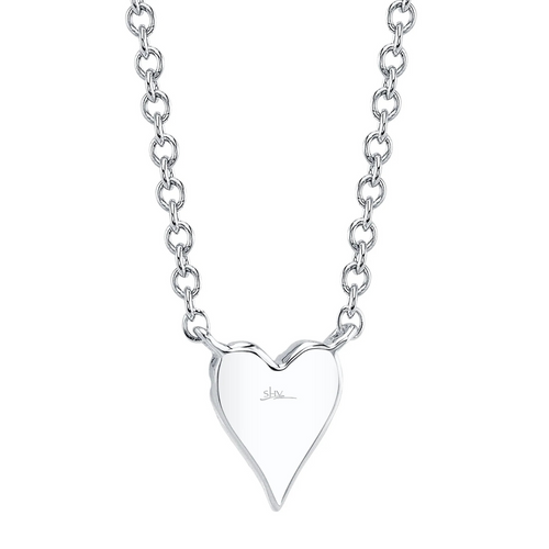 14K White Gold 0.05ct Diamond Pave Heart Necklace