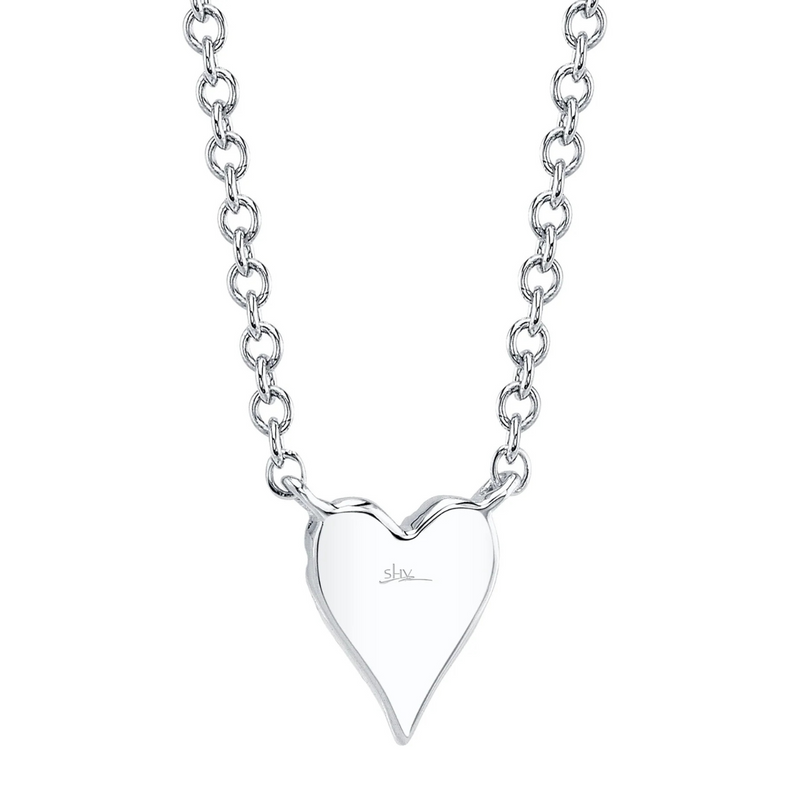 14K White Gold 0.05ct Diamond Pave Heart Necklace