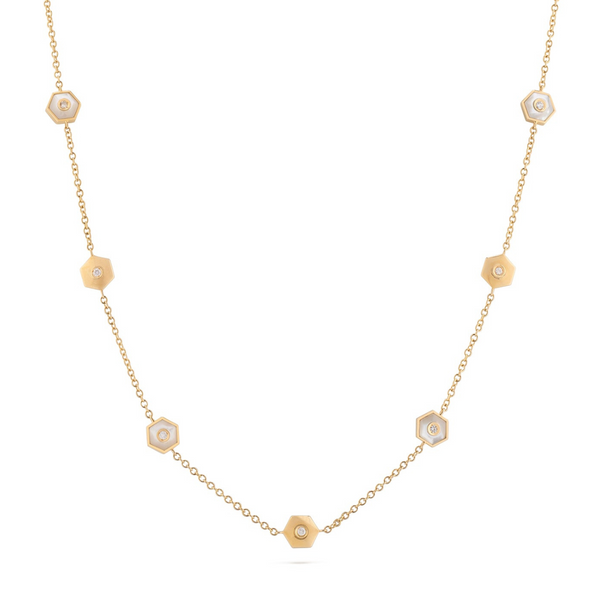 Miseno Jewelry - Baia Sommersa 18K Yellow Gold Mother of Pearl & Diamond Station Necklace | Manfredi Jewels