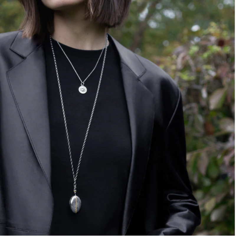 Two-Tone Four Image Pinstripe Locket