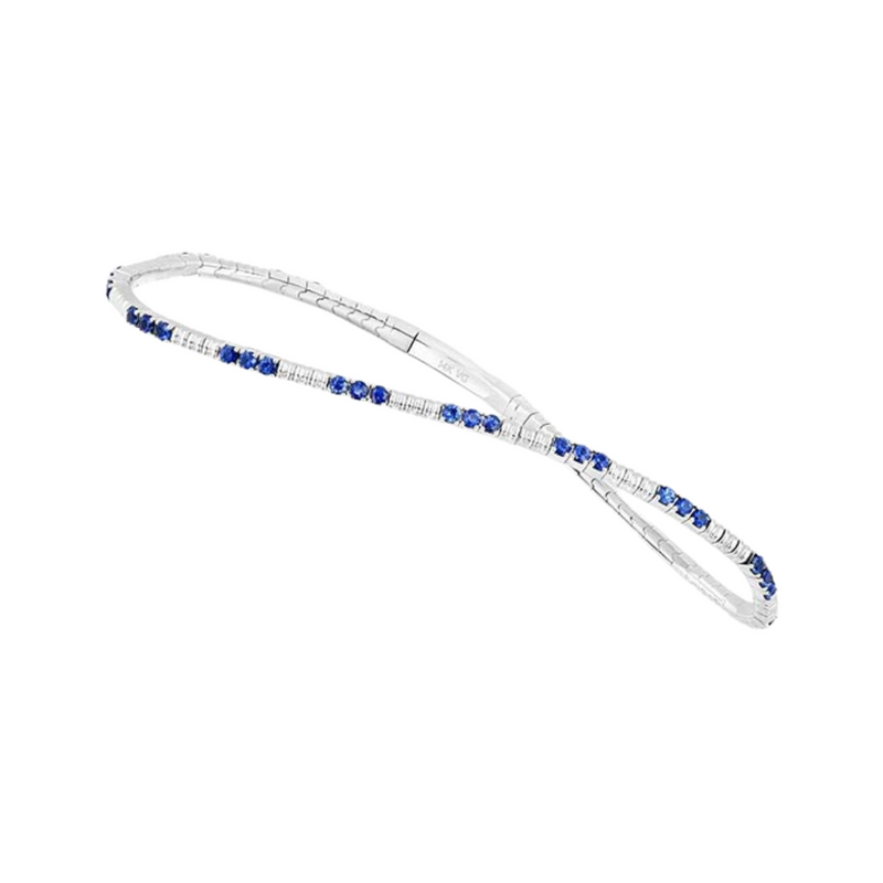 14K White Gold & Sapphire Flexible Bangle