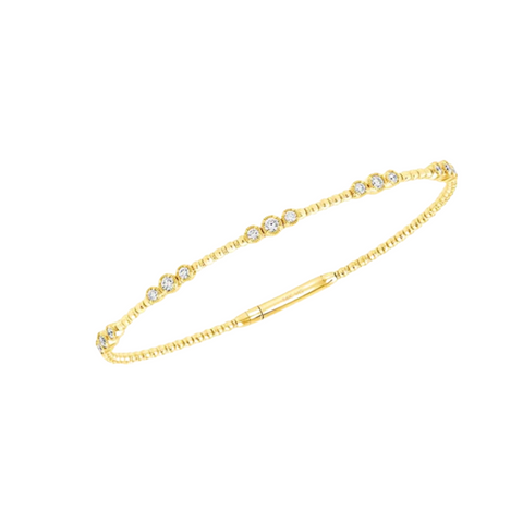 14K Yellow Gold & Diamond Flexible Bangle