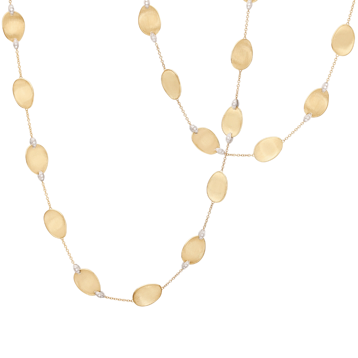 Marco Bicego Jewelry - Lunaria 18K Yellow Gold Collar Long Necklace with Diamond Accents | Manfredi Jewels