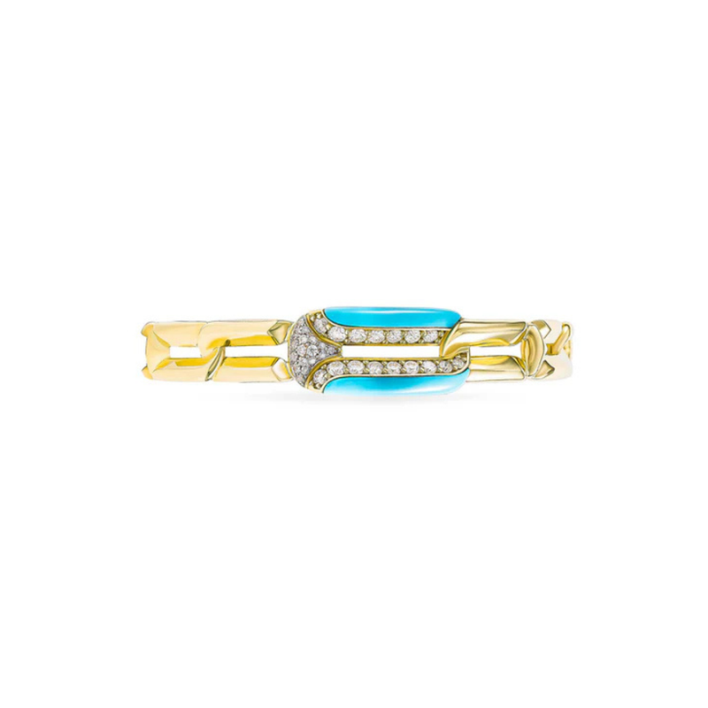Arco 18K Yellow Gold Turquoise and Diamond Bracelet