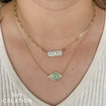 14K Yellow Gold 0.61ct Diamond Baguette Paper Clip Link Necklace