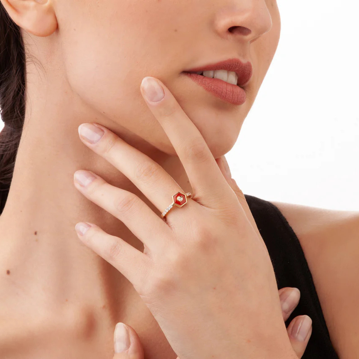 Miseno Jewelry - Baia Sommersa 18K Yellow Gold Diamond Coral Ring | Manfredi Jewels