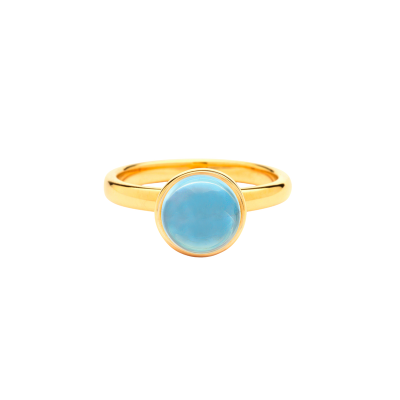 18K Yellow Gold & Blue Topaz Stacking Candy Ring