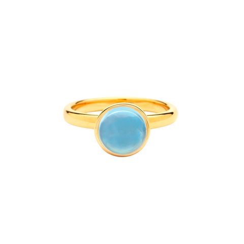 18K Yellow Gold & Blue Topaz Stacking Candy Ring