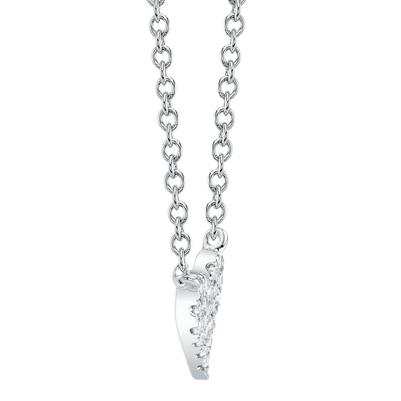 14K White Gold 0.05ct Diamond Pave Heart Necklace
