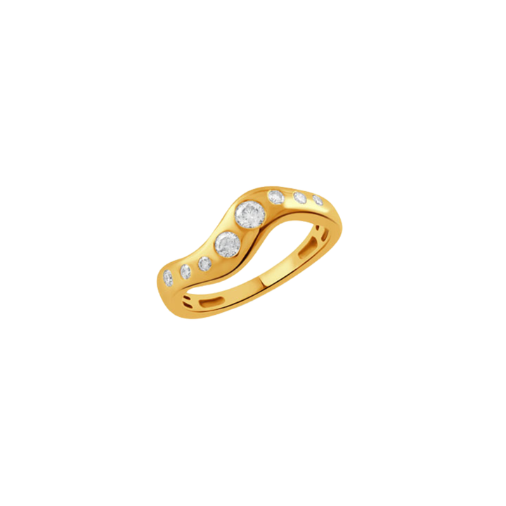 Doves Jewelry - Pouf 18K Yellow Gold Diamond Band Ring | Manfredi Jewels
