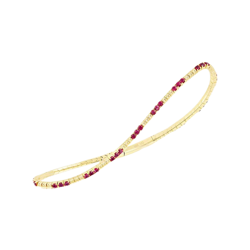 14K Yellow Gold & Ruby Flexible Bangle