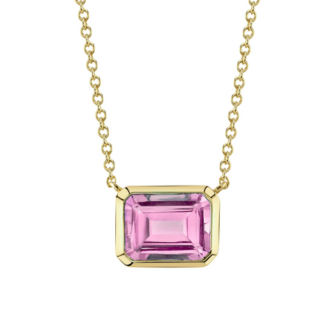 14K Yellow Gold 1.92ct Pink Topaz Necklace