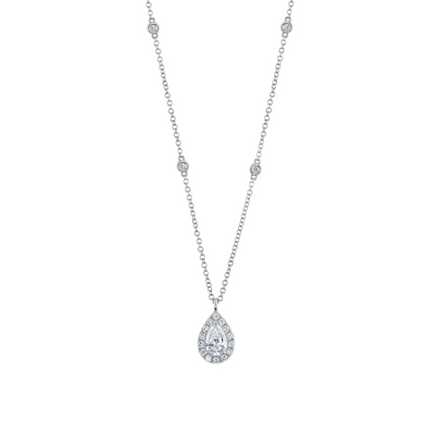 14K White Gold 0.40ct Pear Diamond Necklace
