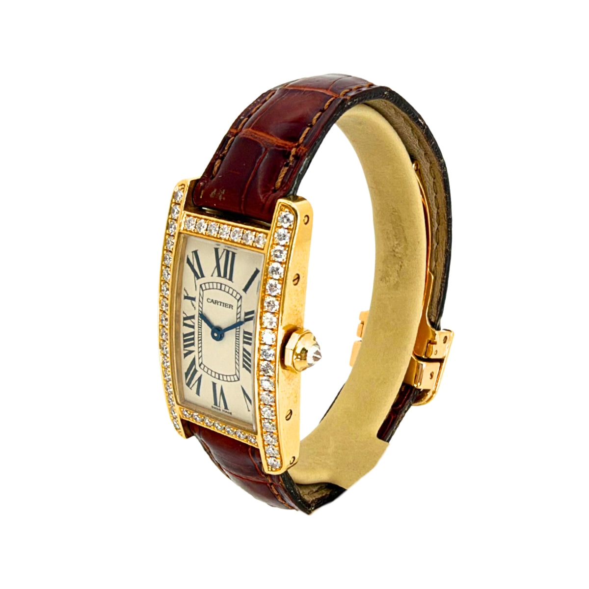 Tank Américaine 18K Yellow Gold Diamond Bezel
