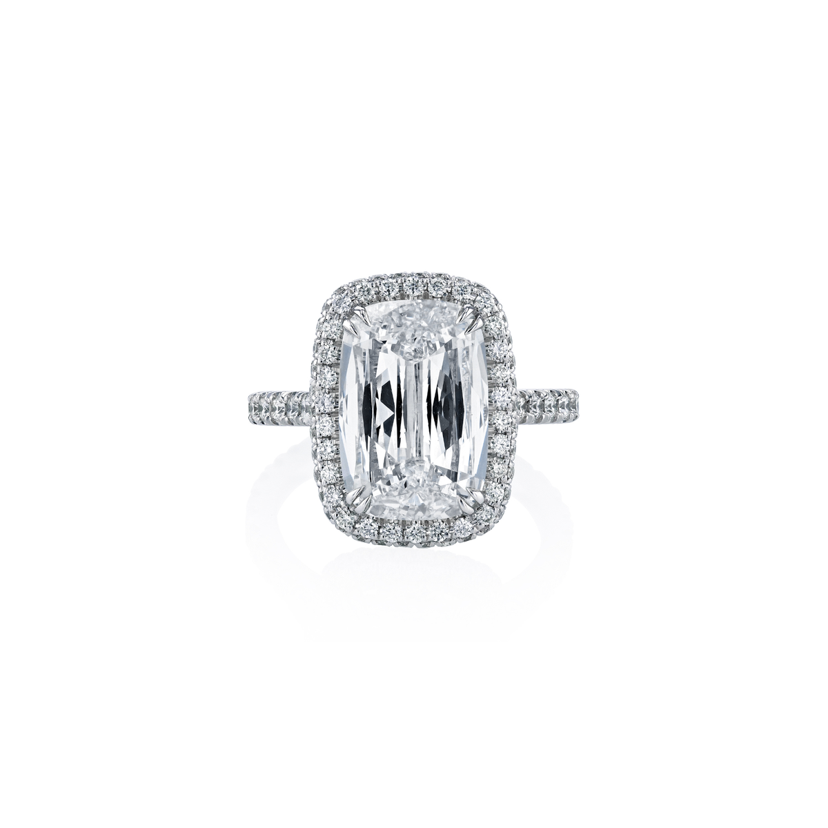 Cushion Cut 5.03 ct Platinum Diamond Ring with Halo