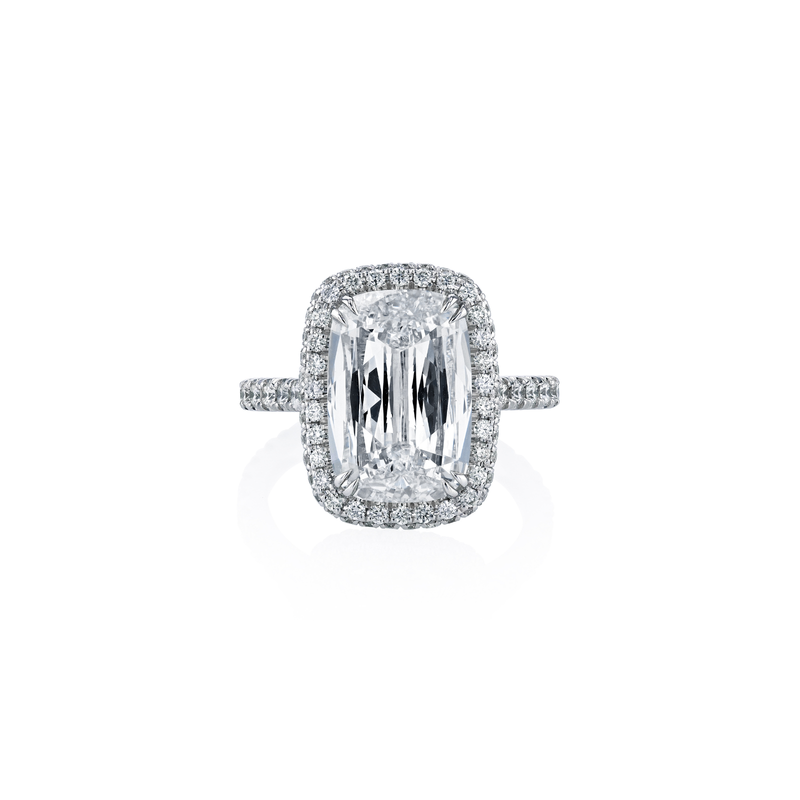 Cushion Cut 5.03 ct Platinum Diamond Ring with Halo