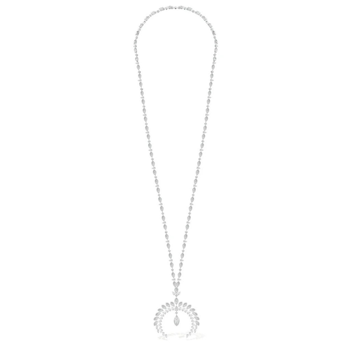 Desert Bloom 18K White Gold Wild Moon Diamond Necklace