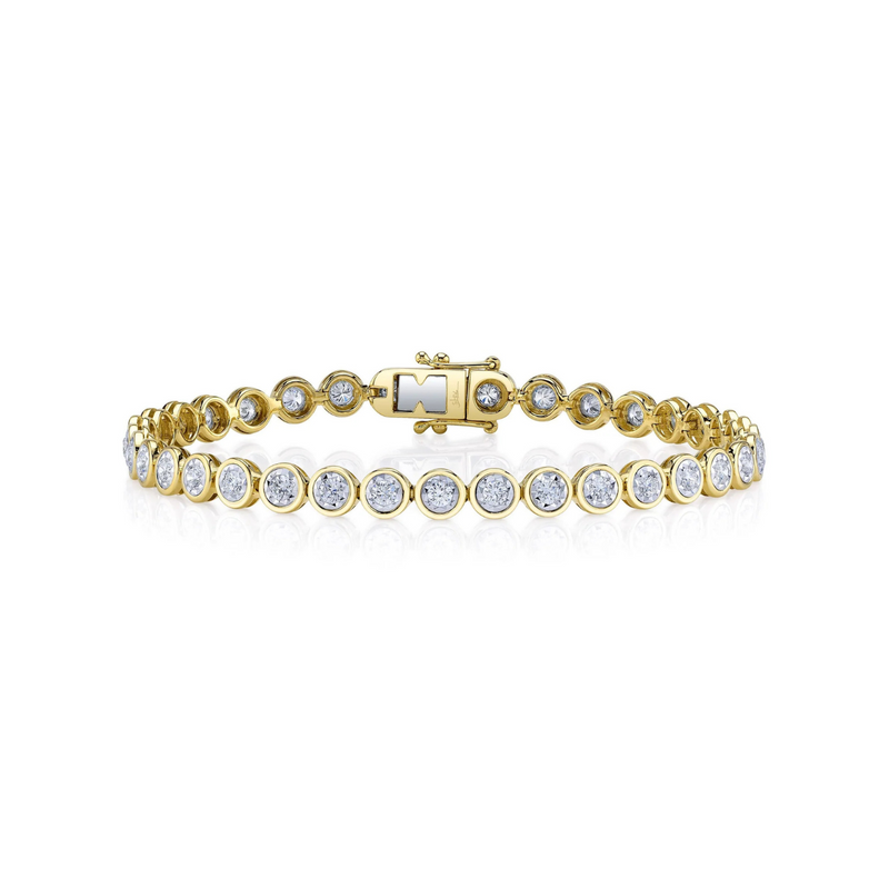 14K Yellow Gold 1.80ct Diamond Bezel Stella Tennis Bracelet