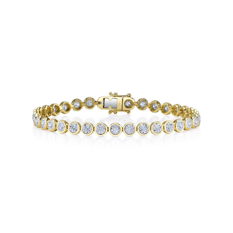 14K Yellow Gold 1.80ct Diamond Bezel Stella Tennis Bracelet