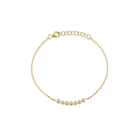 Bailey 14K Yellow Gold 0.15ct Diamond Bezel Faceted Ball Chain Bracelet