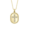 14K Yellow Gold 0.21ct Diamond Cross Oval Faceted Ball Chain Necklace
