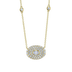 14K Yellow Gold 0.97ct Diamond Oval Bezel Necklace