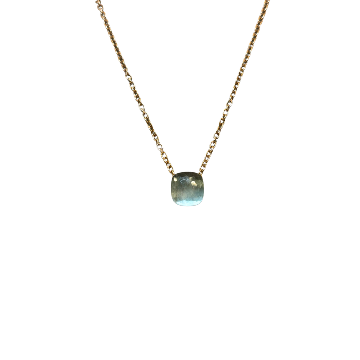 Estate 18K Rose Gold Pomellato Sky Blue Topaz Petit Nudo Pendant