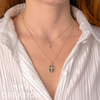 14K Yellow Gold 0.21ct Diamond Cross Oval Faceted Ball Chain Necklace